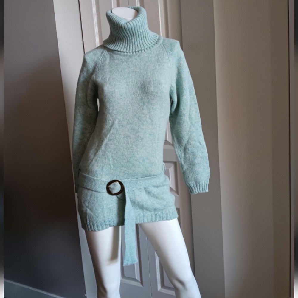 Women's Vintage Light Blue Turtleneck Sweater